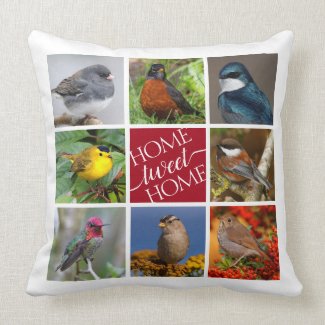 Tweet Home 8 American Songbirds 8 Photo Collage Throw Pillow