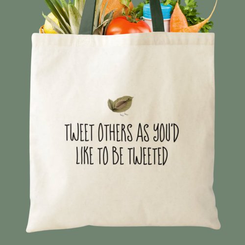 Tweet Others Quote Cute Green Bird Tote Bag