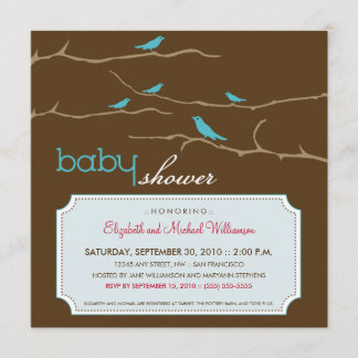 Tweet! Tweet! Baby Shower Invitation (aqua)