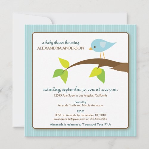 Tweet Tweet Custom Baby Shower Invitation (blue)