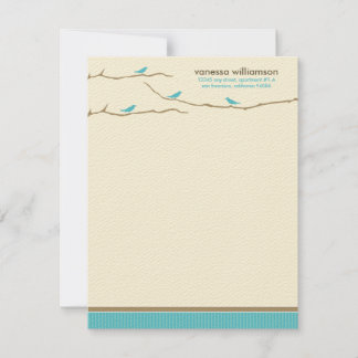 Tweet! Tweet! Custom Flat Note Cards (aqua)