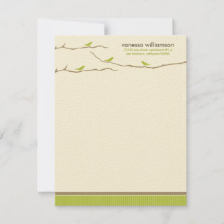 Tweet! Tweet! Custom Flat Note Cards (lime green)