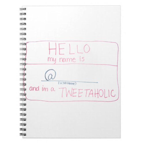 Tweetaholic  Twitter Addict  Minimal Dry Erase Notebook