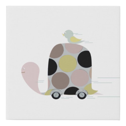 Tweeter on a Turtle Faux Canvas Print