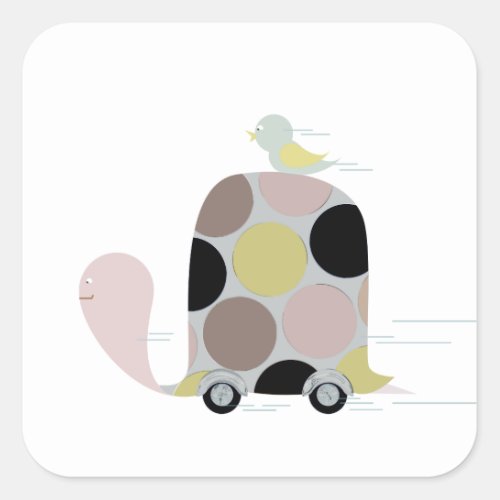 Tweeter on a Turtle Square Sticker