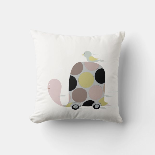 Tweeter on a Turtle Throw Pillow (Front)