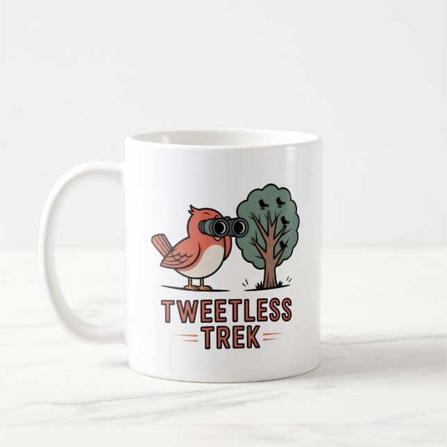 Tweetless Trek Mug – Funny Birdwatching Gift (Left)