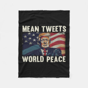 Tweets World Peace Donald Trump Patriotic Fleece Blanket
