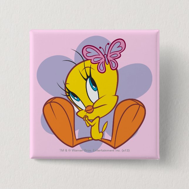 TWEETY™ and Butterfly Pinback Button (Front)