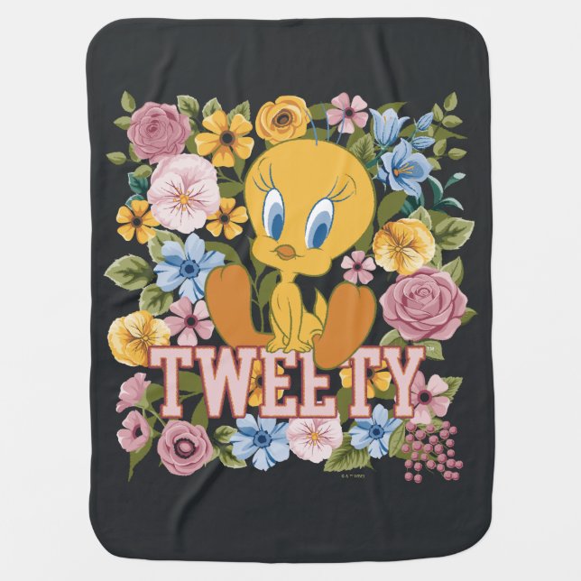 TWEETY™ Floral Embroidery Graphic Baby Blanket (Front)