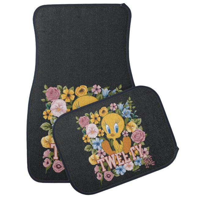 TWEETY™ Floral Embroidery Graphic Car Floor Mat (Set)