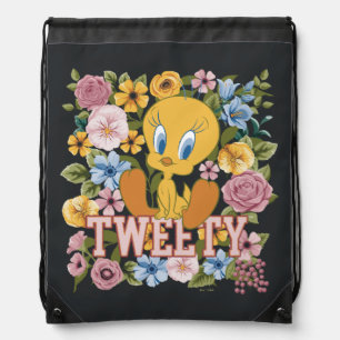 TWEETY™ Floral Embroidery Graphic Drawstring Bag