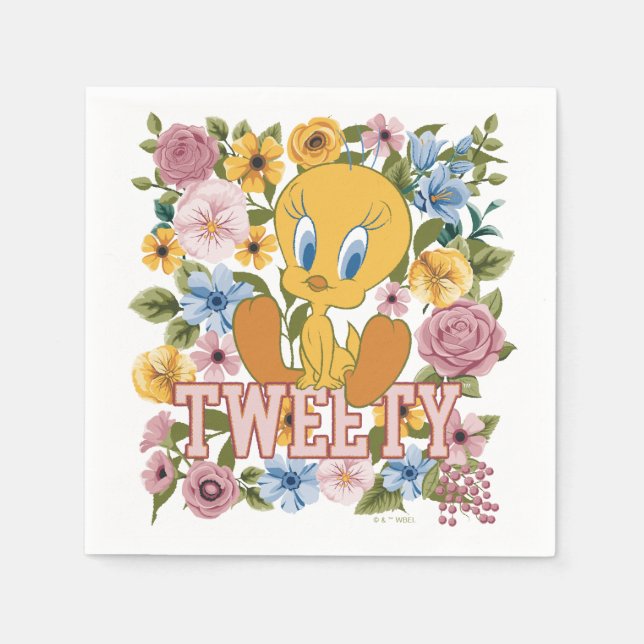 TWEETY™ Floral Embroidery Graphic Napkins (Front)