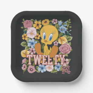 TWEETY™ Floral Embroidery Graphic Paper Plates