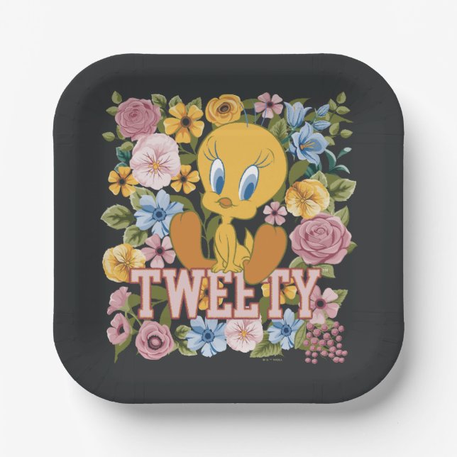 TWEETY™ Floral Embroidery Graphic Paper Plates (Front)