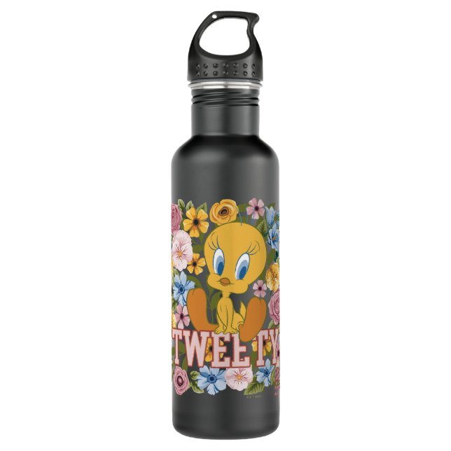 TWEETY™ Floral Embroidery Graphic Stainless Steel Water Bottle (Front)