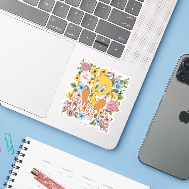 TWEETY™ Floral Embroidery Graphic Sticker (Laptop w/ iPhone)