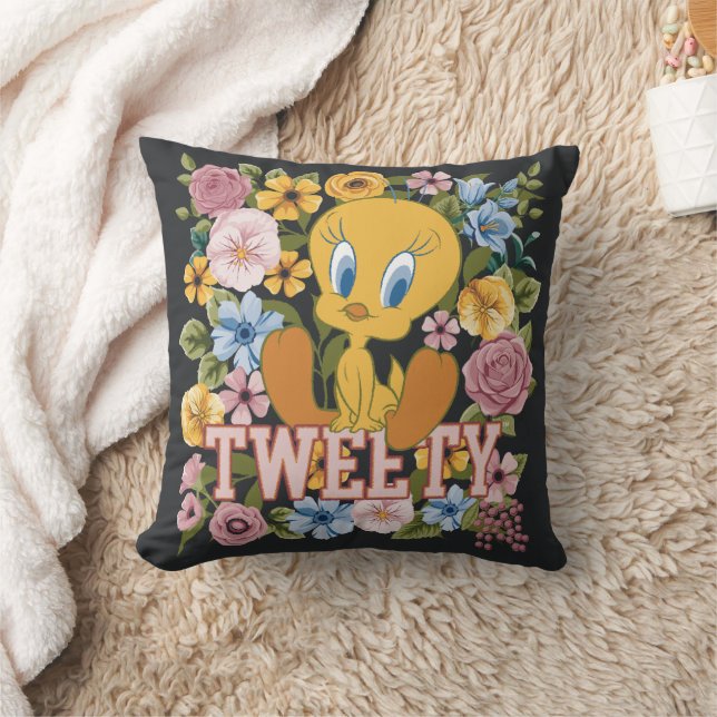 TWEETY™ Floral Embroidery Graphic Throw Pillow (Blanket)