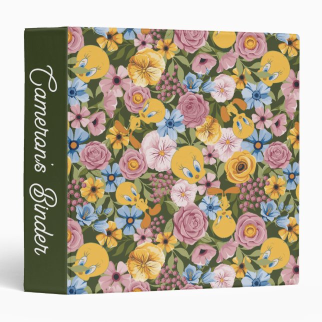 TWEETY™ Floral Embroidery Pattern 3 Ring Binder (Front/Spine)