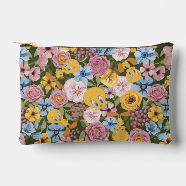 TWEETY™ Floral Embroidery Pattern Accessory Pouch (Front)