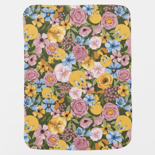 TWEETY™ Floral Embroidery Pattern Baby Blanket (Front)