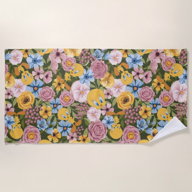 TWEETY™ Floral Embroidery Pattern Beach Towel (Front)