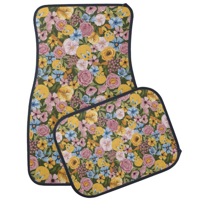 TWEETY™ Floral Embroidery Pattern Car Floor Mat (Set)