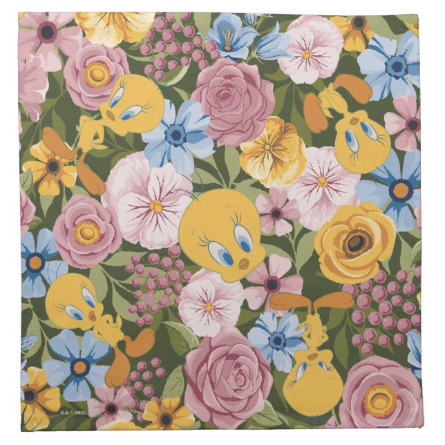 TWEETY™ Floral Embroidery Pattern Cloth Napkin (Front)