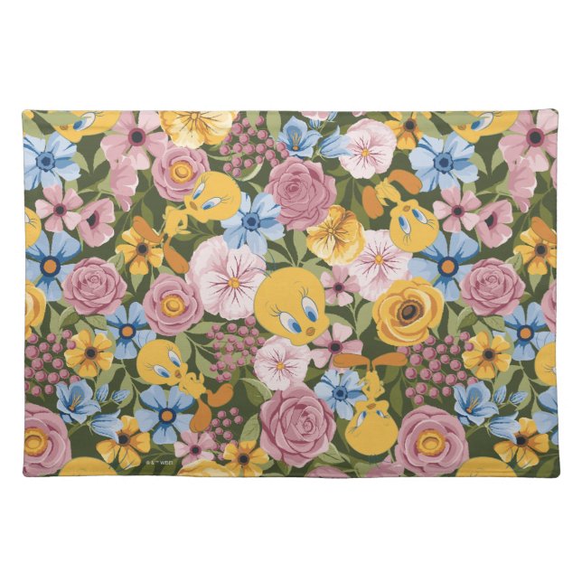 TWEETY™ Floral Embroidery Pattern Cloth Placemat (Front)