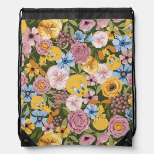 TWEETY™ Floral Embroidery Pattern Drawstring Bag