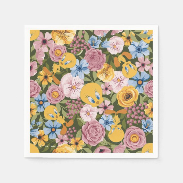 TWEETY™ Floral Embroidery Pattern Napkins (Front)