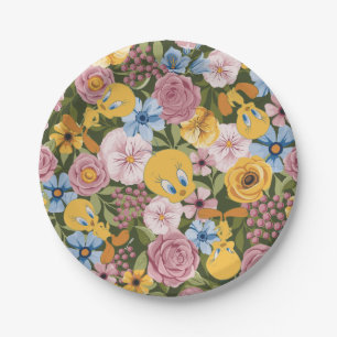 TWEETY™ Floral Embroidery Pattern Paper Plates