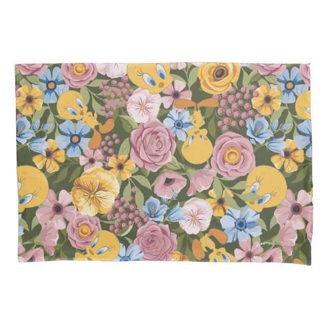 TWEETY™ Floral Embroidery Pattern Pillow Case (Front)