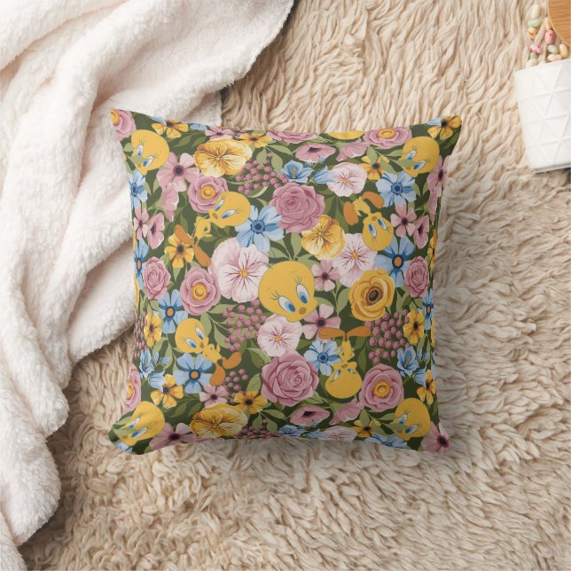 TWEETY™ Floral Embroidery Pattern Throw Pillow (Blanket)