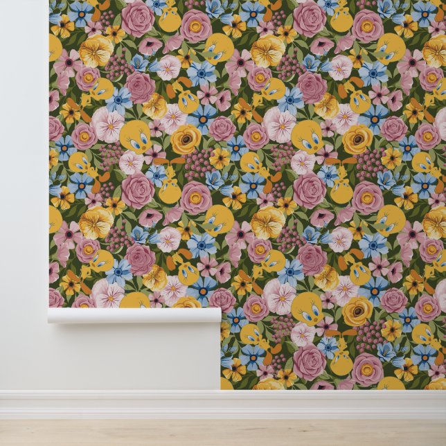 TWEETY™ Floral Embroidery Pattern Wallpaper (Application)