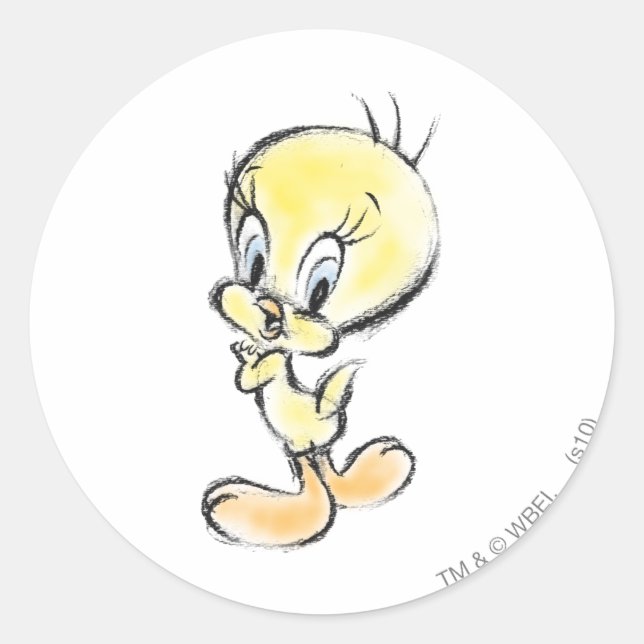TWEETY™ - Hand Done Classic Round Sticker (Front)