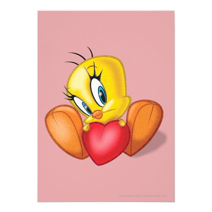 Tweety Holding Heart Invitation