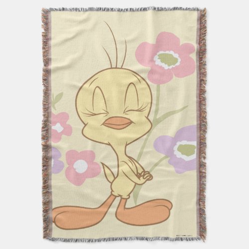 Tweety Pink Purple Flowers Throw Blanket