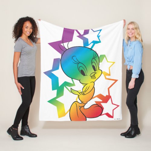 Tweety Rainbow Stars Fleece Blanket