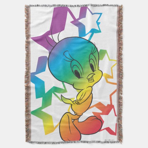 Tweety Rainbow Stars Throw Blanket