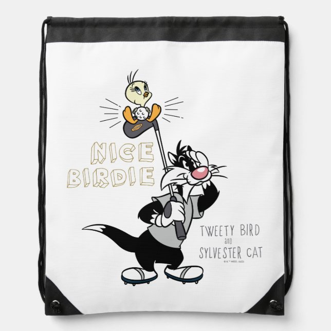 TWEETY™ & SYLVESTER™ Golfing - Nice Birdie Drawstring Bag (Front)