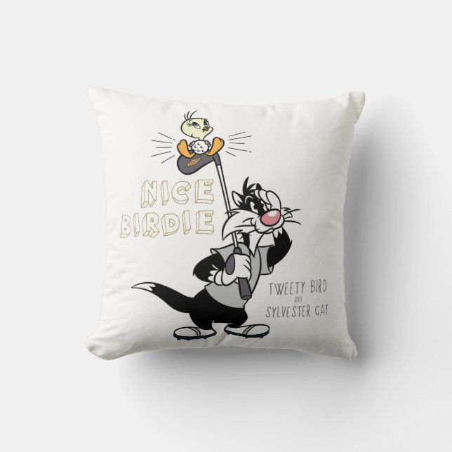 TWEETY™ & SYLVESTER™ Golfing - Nice Birdie Throw Pillow (Front)