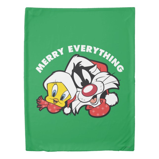TWEETY™ & SYLVESTER™ "Merry Everything" Duvet Cover (Front)