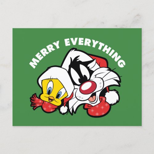 TWEETY  SYLVESTER Merry Everything Holiday Postcard