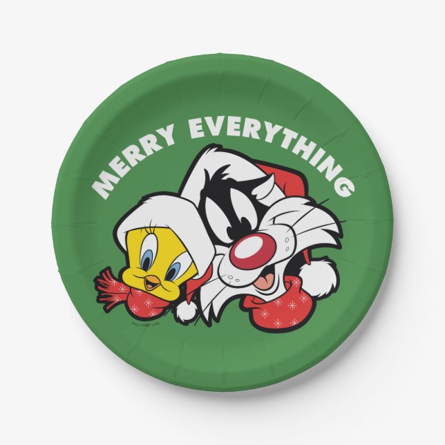TWEETY™ & SYLVESTER™ "Merry Everything" Paper Plates (Front)