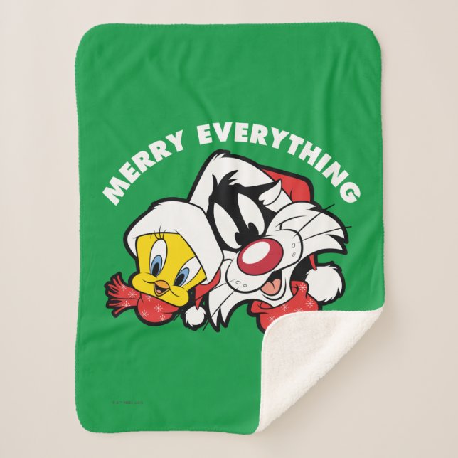 TWEETY™ & SYLVESTER™ "Merry Everything" Sherpa Blanket (Front)