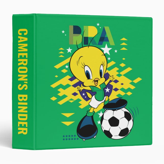 TWEETY™ Team Brazil Soccer Graphic 3 Ring Binder (Front/Spine)