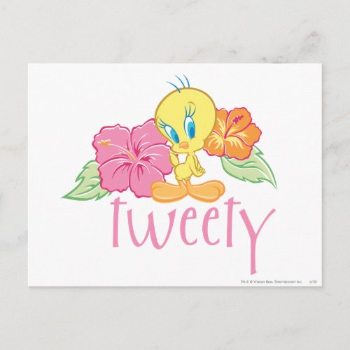 Tweety Tropical Flowers Postcard