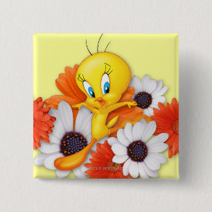TWEETY™ With Daisies Pinback Button