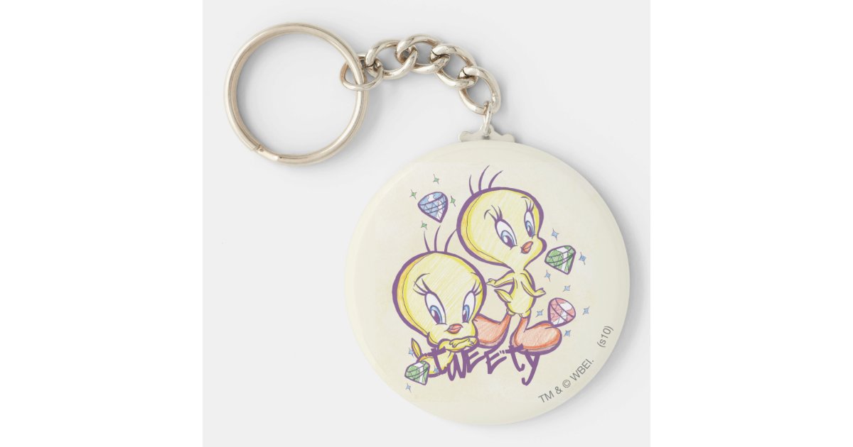 Tweety with Gems Keychain | Zazzle